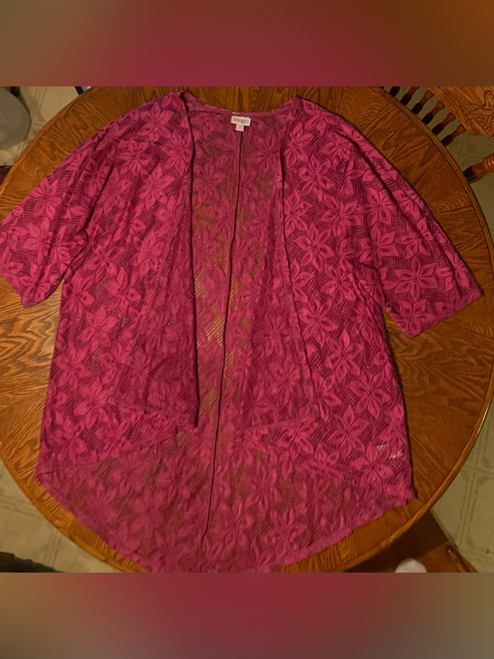 LuLaRoe Blackberry Lace Lindsay Kimono Size M(10-18)
